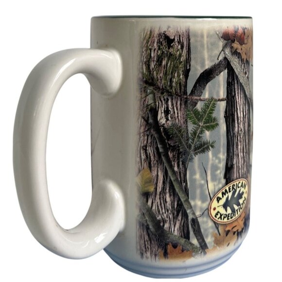 American Expedition Deer Forest Ceramic Coffee Mug 16 Oz Green Interior Hunting - Picture 4 of 9